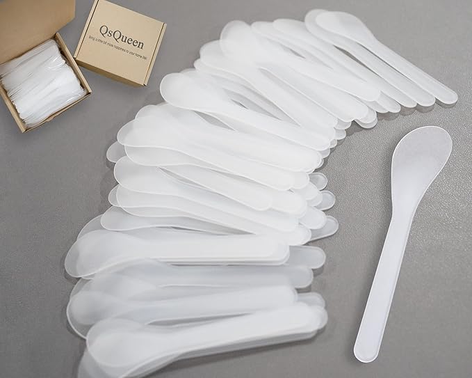 100 PCS of White Color Cosmetic Spatula for Makeup Face Mask Plastic Spoon Disposable Makeup Tools for Mixing and Sampling 4.88'' x 1.06”/Spatulas Skin Care Facial Cream Mask Spatula-Velvo Beauty