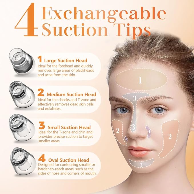 Yccu Blackhead Remover Vacuum Pore Extractor Black Head Remover for Face&Nose Blackhead Extractor Pore Vacuum Pimple Extractor Tool Pore Cleaner with USB Charge 4 Modes 5 Suction Heads for Women&Men-Velvo Beauty