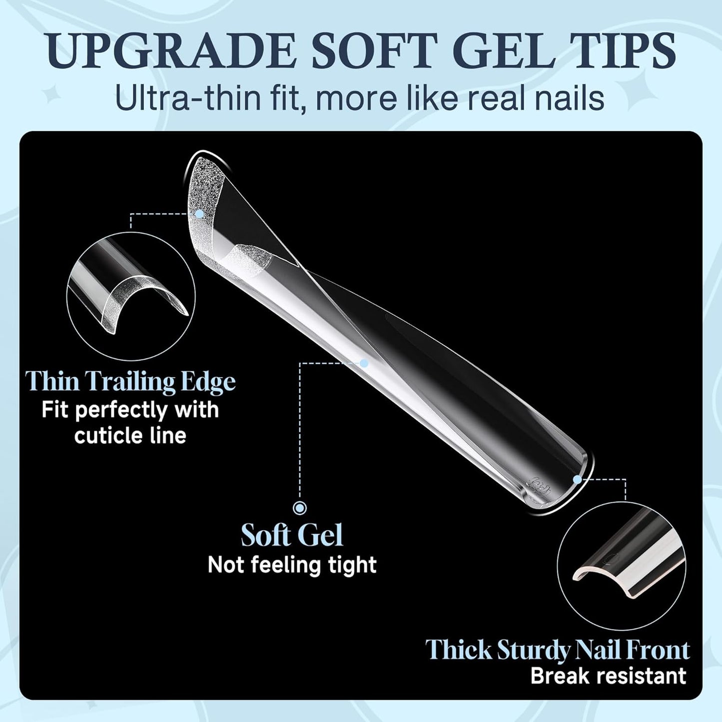 XXL Long Half Cover Coffin Nails Tips, 240 Pcs Clear Gel Acrylic Nails False Nail Tips Coffin, 12 Sizes Press On Nails with Box for Women & Girls Nail Extension-Velvo Beauty