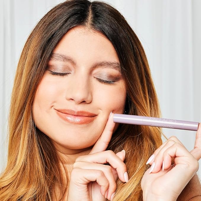 Palladio Waterproof Eyeshadow Stick with Blending Sponge, Long Lasting & Effortless Application, Smudge Free & Crease Proof Formula, Matte & Shimmer Shades, Buildable Eye Shadow (Silver Mauve Shimmer)-Velvo Beauty