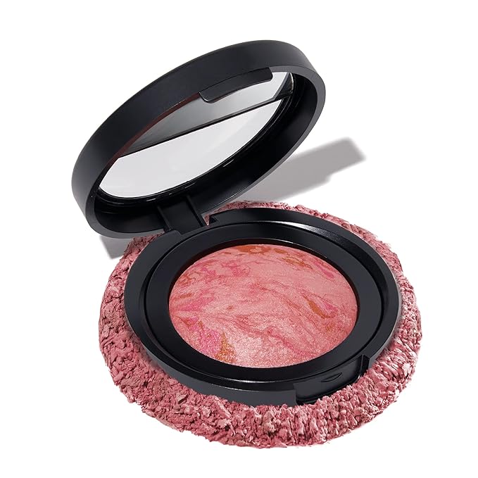 LAURA GELLER NEW YORK Baked Blush-n-Brighten Marbleized Blush for Cheeks - Pink Buttercream - Natural Finish - Buildable Color-Velvo Beauty