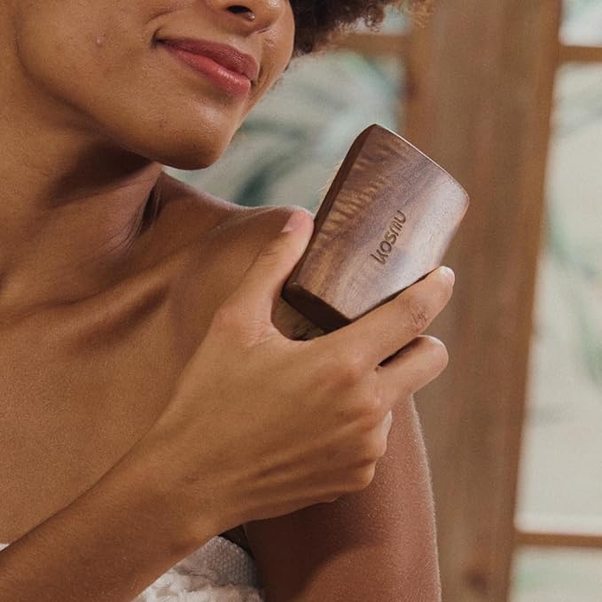 Luxury Natural Walnut Wood Boar Bristle Body Brush | Exfoliating & Detoxifying for All Skin Type | Sweeps Away Dead Skin Cells for Luminous, Smooth Skin | for Wet and Dry Use (Body Brush Set)-Velvo Beauty