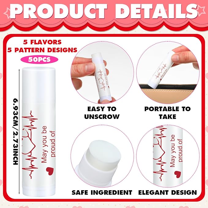 50 Sets Nurse Lip Balm Gifts Bulk Moisturizing Nurse Lip Balm with 50 Organza Drawstring Gift Bags 50 Tags Nurse Day Nurse Week Nurse Student Graduate Appreciate Gifts Bulk(Nurse)-Velvo Beauty