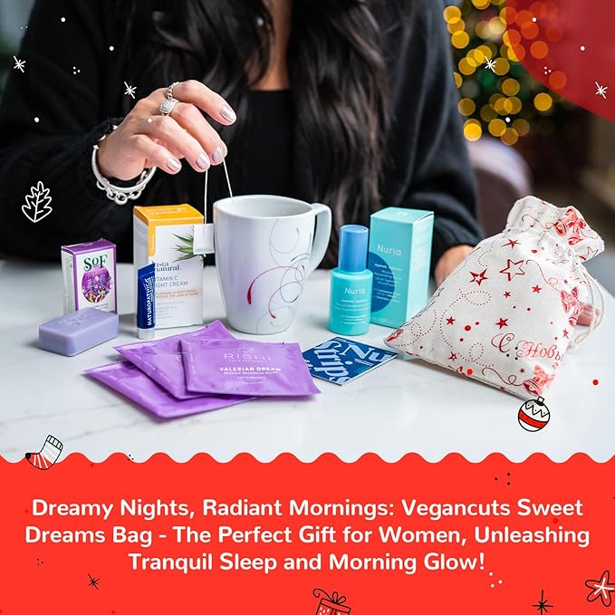 Sweet Dreams Bag - Dreambox Night Time Beauty Set Collection Kit w Night Cream, Tea and Lavander Soap - Skin Care Collection for Vegan Lovers - Great Christmas Gift for Her, Women-Velvo Beauty
