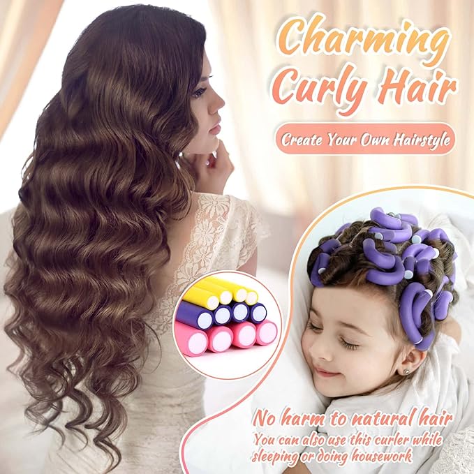 30Pcs 9.45" Flexible Curling Rods No Heat Hair Rollers Curlers with 3 Sizes Foam Curlers Hair Rods for Short and Long Hair-Velvo Beauty