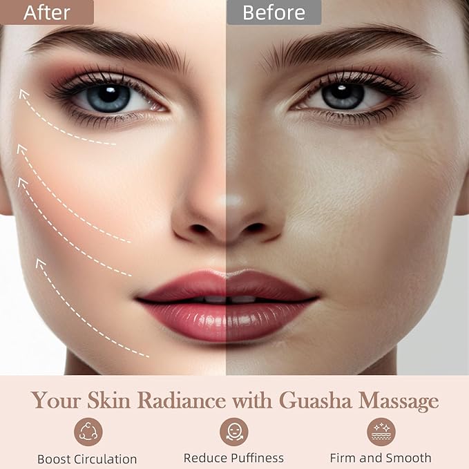 BESKAR Gua Sha Facial Tools, Natural Jade Stone Guasha Massager for Jawline Sculpting, Tighten Face Skin and Reduce Wrinkles, Face Eyes Body Neck Massage Tool, Skin Care Gift-Velvo Beauty