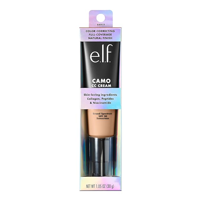 e.l.f. Camo CC Cream, SPF 30 Color-Correcting Medium-To-Full Coverage Face Foundation, Delivers An Airbrushed Finish, Vegan & Cruelty-Free, Light 250 W-Velvo Beauty