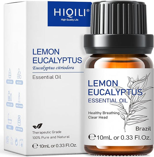 HIQILI Lemon Eucalyptus Oil, for Spary, Diffuser, Indoors, Outdoors, Garden, Yard, 100% Pure Natural - 0.33 Fl Oz-Velvo Beauty