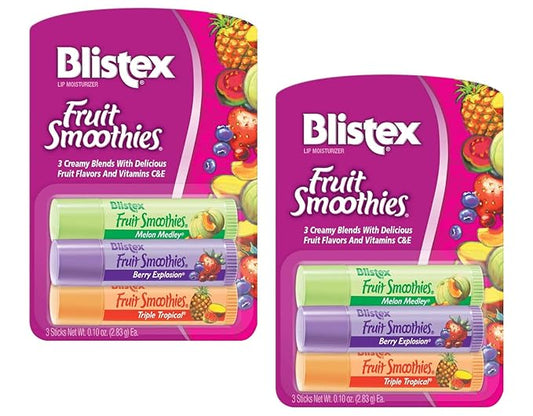 Blistex Fruit Smoothies Lip Moisturizers 3 Sticks 0.10 oz each Pack of 2-Velvo Beauty