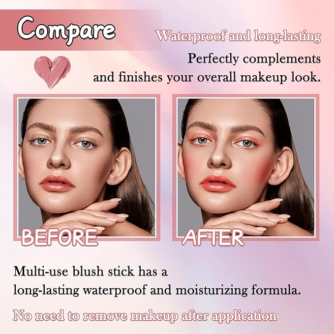 Cream Blush Stick for Cheeks,Blendable Multi-use Blush Makeup Stick for Cheek Eyes Lips Blusher-Velvo Beauty