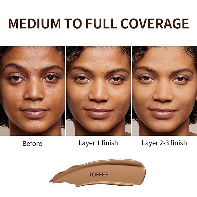 FV Full Coverage Liquid Foundation, Lightweight & Concealing, Long Lasting Matte Foundation Makeup with Flawless Finish, Oil Control Waterproof Foundation for Oily Skin (Toffee Matte)-Velvo Beauty