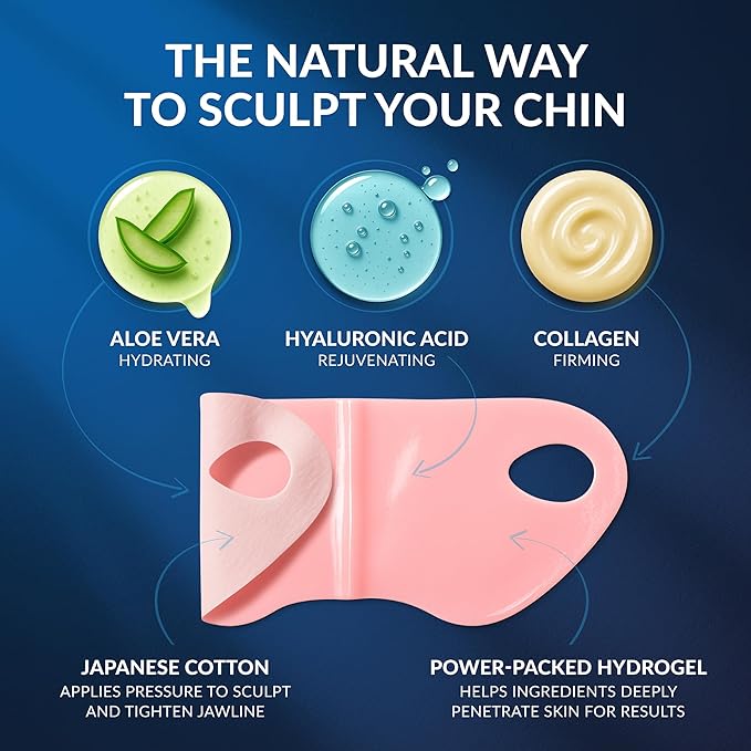 Stylia V Line Lifting Collagen Face Mask - Double Chin Strap for Women - Jawline Shaper Face Lift Tape - Neck Lift Collagen Mask - Chin Strap for Sleeping - Hyaluronic Acid, Aloe Vera, Cica 5PC-Velvo Beauty