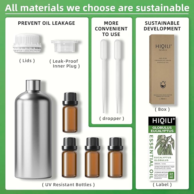 HIQILI Eucalyptus Essential Oil for Spray, Diffuser & Skin, 100% Pure Undiluted - 32 Fl Oz-Velvo Beauty