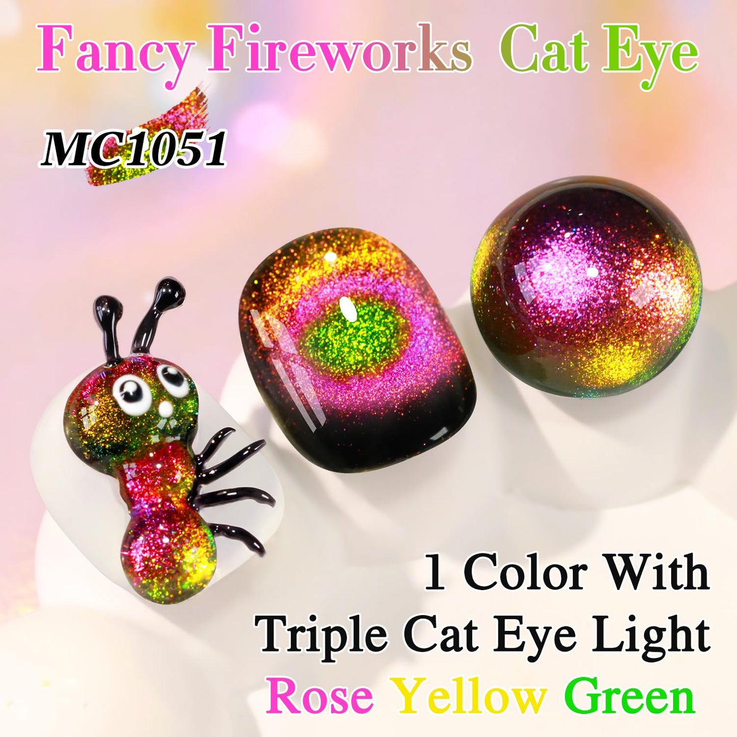 Double Rhythm Cat Eye Gel Polish with Magnet 15ML Holographic Glitter Shimmer Translucent Sheer Color Glass Magnetic Gel Polish Salon DIY at Home (Orange Pink-MC1051)-Velvo Beauty