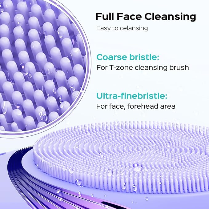COSLUS Facial Cleansing Brush Face Scrubber : Silicone Waterproof Rechargeable Face Wash Brush, 5 Cleansing Modes, Electric Deep Cleaning for Men & Women, Removing Blackhead, Exfoliating, Massaging-Velvo Beauty