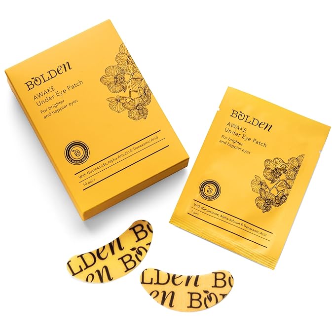 Bolden Awake Under Eye Patch | Eye Mask For Dark Circles, Puffiness & Discoloration | Brightening Eye Pads With Niacinamide, Alpha Arbutin, Tranexamic Acid & Vitamin C | 10 Pairs-Velvo Beauty