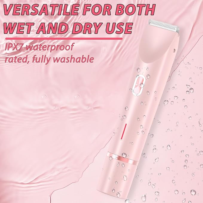 2025 New Electric Womens Shaver, 2-in-1 Women's Body Shaver, Bikini Electric Razor, Wet and Dry Use Body Trimmer for Home (Pink)-Velvo Beauty