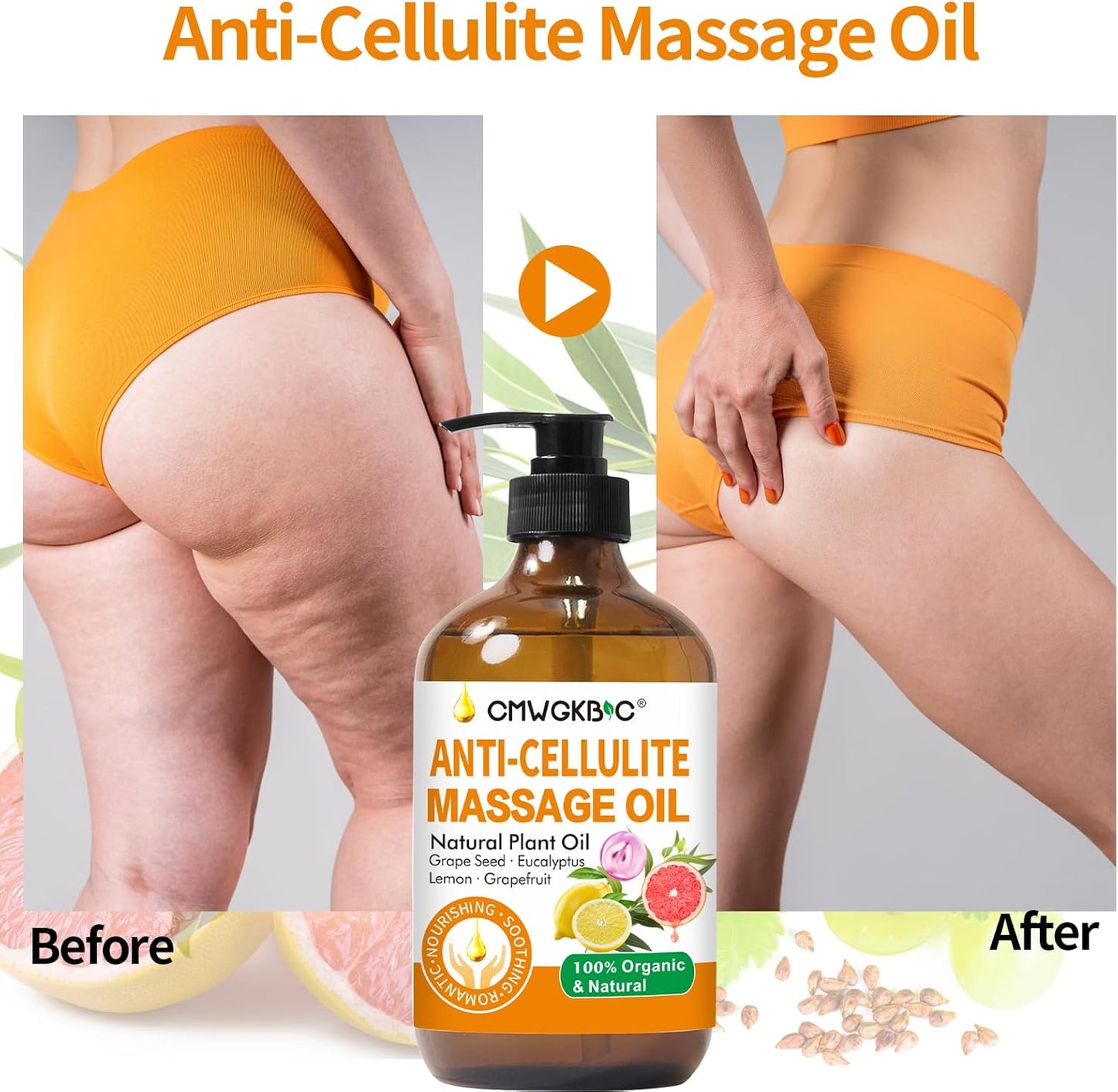 Anti Cellulite Oil Massage Oil for Massage Therapy,Body Oil for Skin Tightening & Cellulite Remover in Thighs and Butt,Cellulite Treatment Massage Oil,Assists with Firming,Toning & Moisturizes Skin-Velvo Beauty