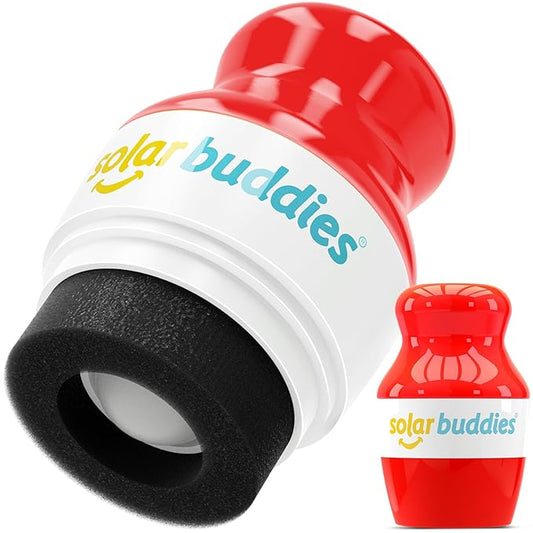 Solar Buddies Sunscreen Applicator - Single Red - Refillable Roll on Sponge Sunscreen, Suncream & Lotion Applicator For Kids, Adults & Families - Holds 3.4fl oz, Perfect Size for Travel-Velvo Beauty