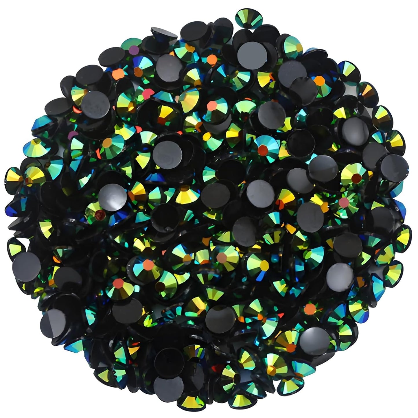 720 Pcs SS30 6mm Flatback Rhinestones for Nails Art Crafts Glitter Round Shine Gems AB Crystals DIY Clothes Shoes （Black-Bottom Dark Green AB）-Velvo Beauty