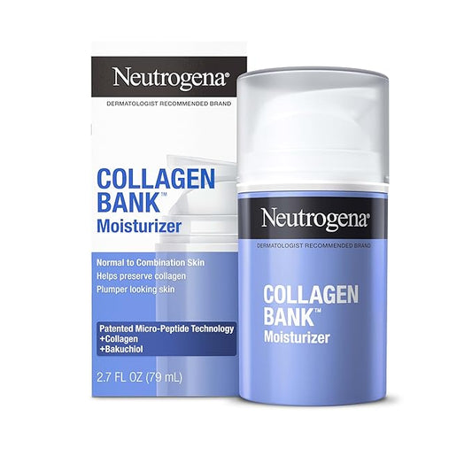 Neutrogena Collagen Bank Face Moisturizer, Larger Size Anti-Aging Face & Neck Collagen Cream, Bakuchiol, Face Lotion Supports Skin’s Natural Collagen for Visibly Plump Skin, 2.7 fl. oz-Velvo Beauty