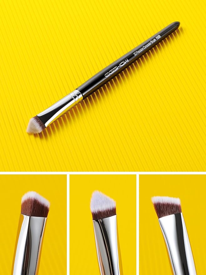 EIGSHOW Concealer Brush Under Eye, Small Triangle Brushes for Precise Coverage Dark Circles Blemishes Acne, Blending Cream and Liquid (F658)-Velvo Beauty
