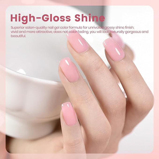 RARJSM Nude Sheer Pink Fiber Glass Rubber Base Gel Nail Polish for Repair Broken Nails StrengthenerGel Base Coat Transparent Brush on Building Gel in a Bottle Soak Off UV LED Curing Requires 15ml-Velvo Beauty