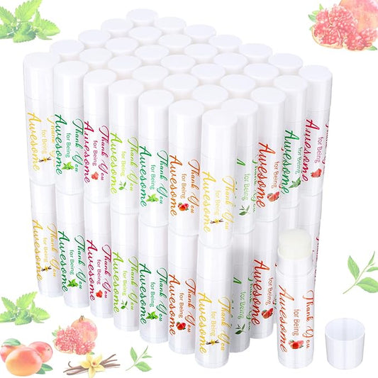 Sinmoe Lip Balm Gifts Thank You for Being Awesome Lip Moisturizer Assorted Flavors Bulk Gifts Beeswax Natural Ingredients Dry Chapped Lip Care Product for Coworkers Women Friend(70 Pack)-Velvo Beauty