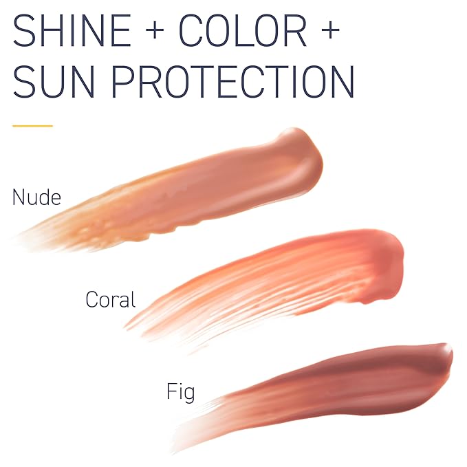 Brush On Block Sun Shine Protective Lip Oil 3 Color Variety Pack, Broad Protection Hydrating SPF 30 Mineral Sunscreen, Nude Tint, Coral, and Fig-Velvo Beauty