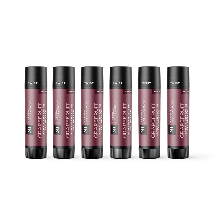 Natural Inspirations Ultra Hydrating SPF 30 Lip Butter 6 Piece Set, Grapefruit-Velvo Beauty