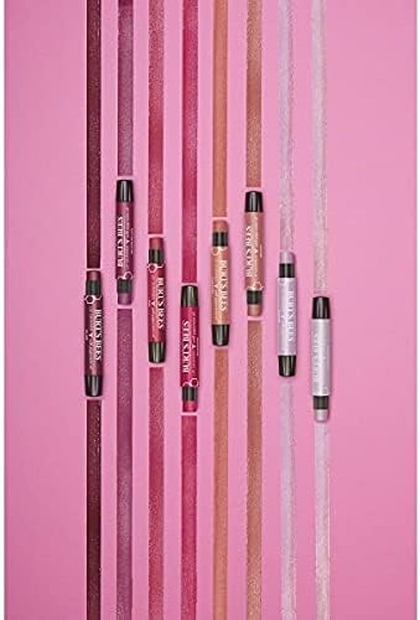 Burt's Bees Shimmer Lip Tint Set, Tinted Lip Balm Stick, Moisturizing for All Day Hydration with Natural Origin Glowy Pigmented Finish & Buildable Color, Rhubarb (4-Pack)-Velvo Beauty