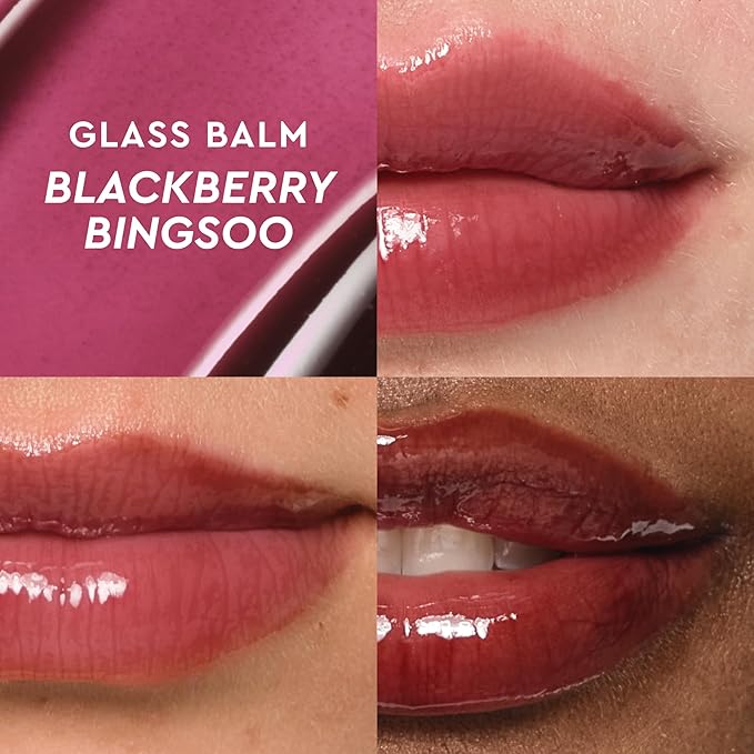 Glow Recipe Glass Balm Lip Treatment - 12Hr Hydrating Lip Balm & Moisturizer with Hyaluronic Acid to Smooth, Plump & Protect from Dryness - Sheer Berry High Shine Tint, Blackberry Bingsoo (15 ml)-Velvo Beauty