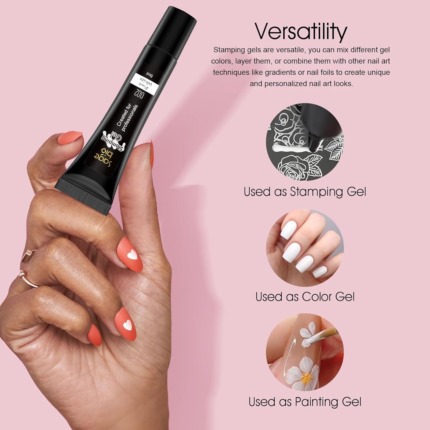 8 Colors Nail Stamping Polish Gels +5Pcs Stamp Print Templates+A set of Stamper with Scraper, Stamping Nail Polish Art Set Manicure Gift Collection-Velvo Beauty