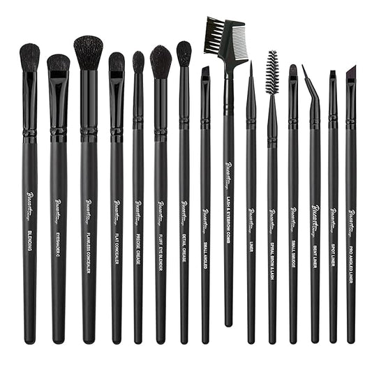 Bueart Design 15Pcs Professional Eyeshadow Brush Set For Eye makeup Blending,Brow grooming,Concealing,eyeshader, With premium ultra soft synthetic vegan Hair-Velvo Beauty