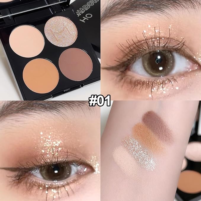 Erinde Quads Matte Eye Shadow Powder Makeup Palette, Nude Neutral Brown Matte Shimmer Eyeshadow, Long Wearing Waterproof Everyday Eye Makeup, sombras de ojos, with Built-In Mirror, 01-Velvo Beauty