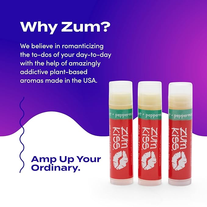 Zum Peppermint Kiss Stick (Pack of 3) with Certified Organic Sunflower Seed Oil, Beeswax, Shea Butter, Pure Essential Oils, Candelila Wax, Vitamin E and Honey, 0.15 oz-Velvo Beauty