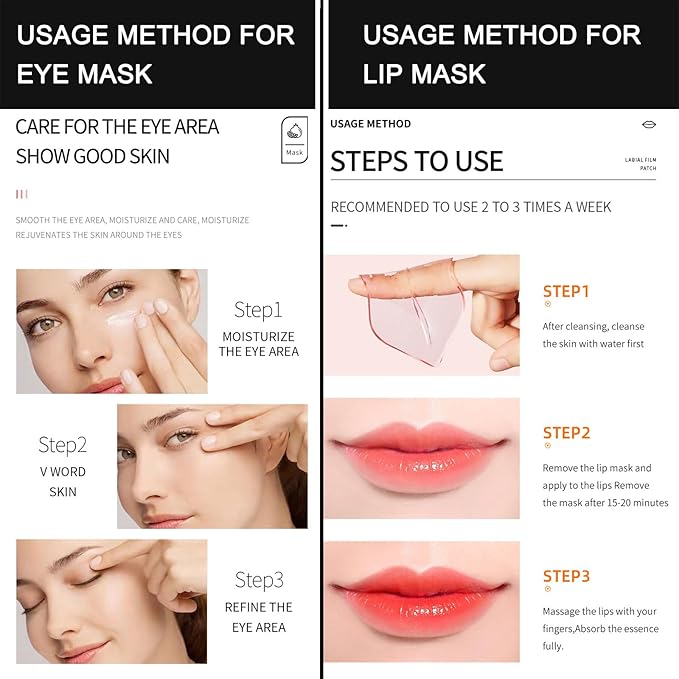 MEICOLY 30 Pads Lip and Eye Mask Sheet,Moisturizing Seaweed Eye Mask Crystal Anti-Aging Eye Patches Strawberry Lip Mask,Dark Circle Remover with Box,Lip and Eye Mask Set-Velvo Beauty