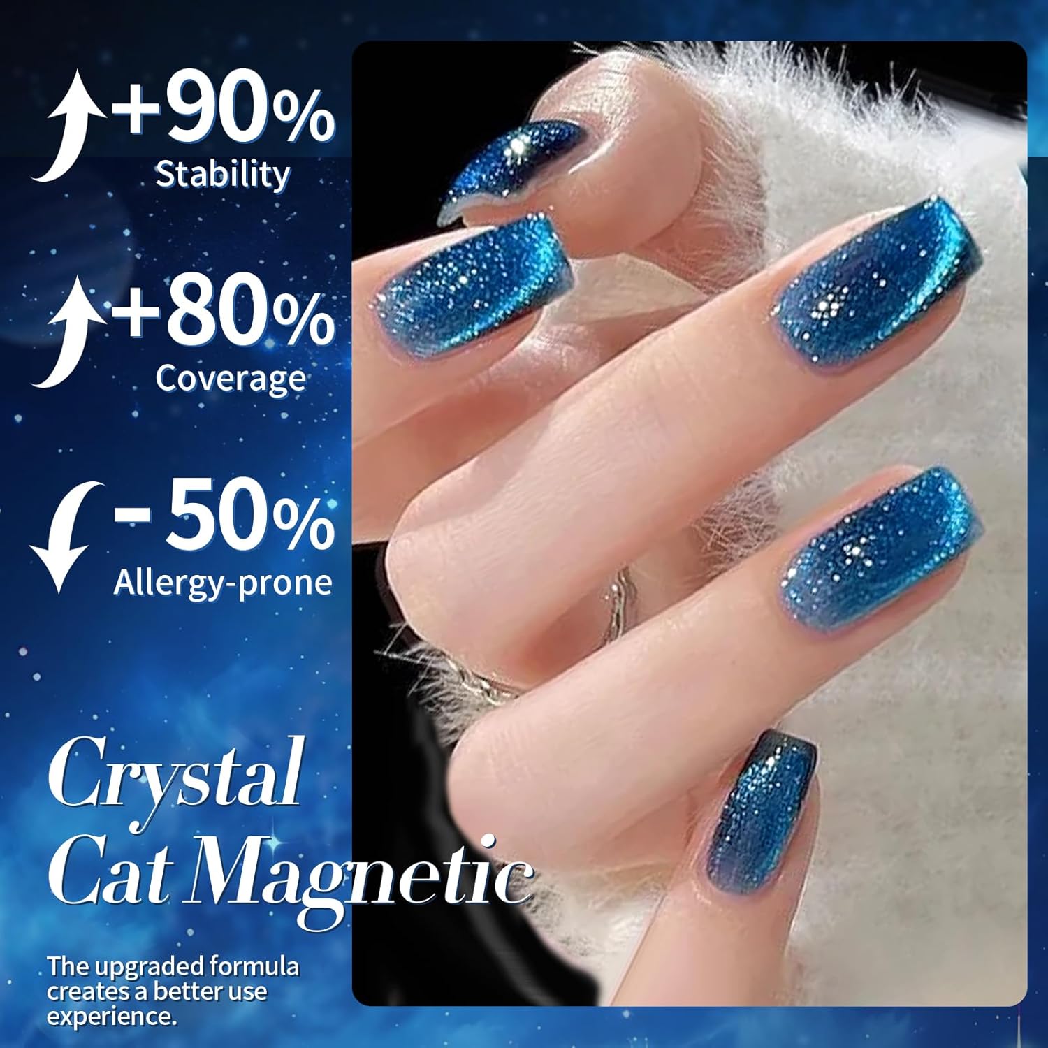 Born Pretty Cat Magnetic Eye Gel Nail Polish, Royal Blue Glitter Cat Magnetic Gel Nail Polish, Holographic Magnetic Nail Polish for Nail Art Manicure Salon DIY at Home 15ML-Velvo Beauty