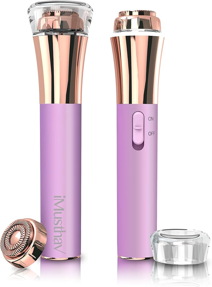 Facial Hair Remover for Women Painless Flawless Electric Razor Epilator Trimmer Shaver with 18K Gold-Plated, 16mm Dual Ring Floating Head, USB Rechargeable, 360° LED for Face Lip Hair Removal-Velvo Beauty