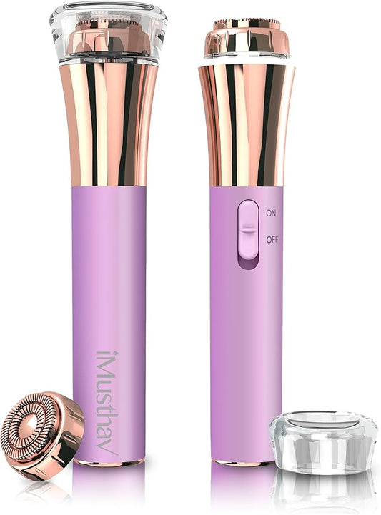Facial Hair Remover for Women Painless Flawless Electric Razor Epilator Trimmer Shaver with 18K Gold-Plated, 16mm Dual Ring Floating Head, USB Rechargeable, 360° LED for Face Lip Hair Removal-Velvo Beauty