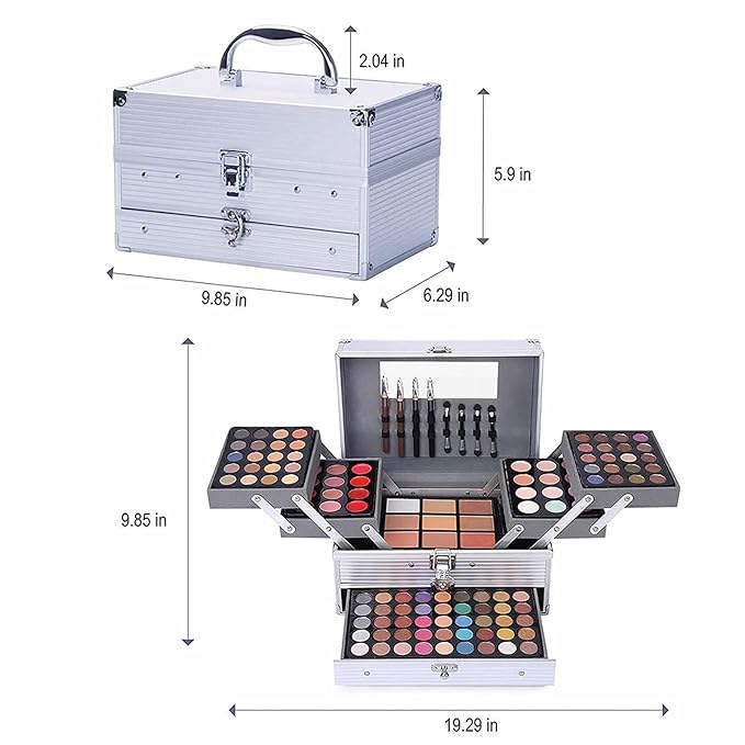 132 Color All- In- One Makeup For Women Full Kit,Professional Makeup Kit,Makeup Gift Set for Women,Girls&Teens,Include eyeshadow/lipstick/concealer/Lip Gloss/Eyeliner/Mascara（006N2-Silver）-Velvo Beauty