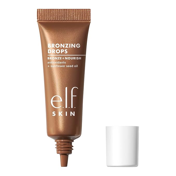 e.l.f. SKIN Bronzing Drops Mini, Liquid Bronzer For Face & Skin, Creates A Sun-Kissed Glow, Infused With Vitamin E, Vegan & Cruelty-Free, Pure Gold-Velvo Beauty