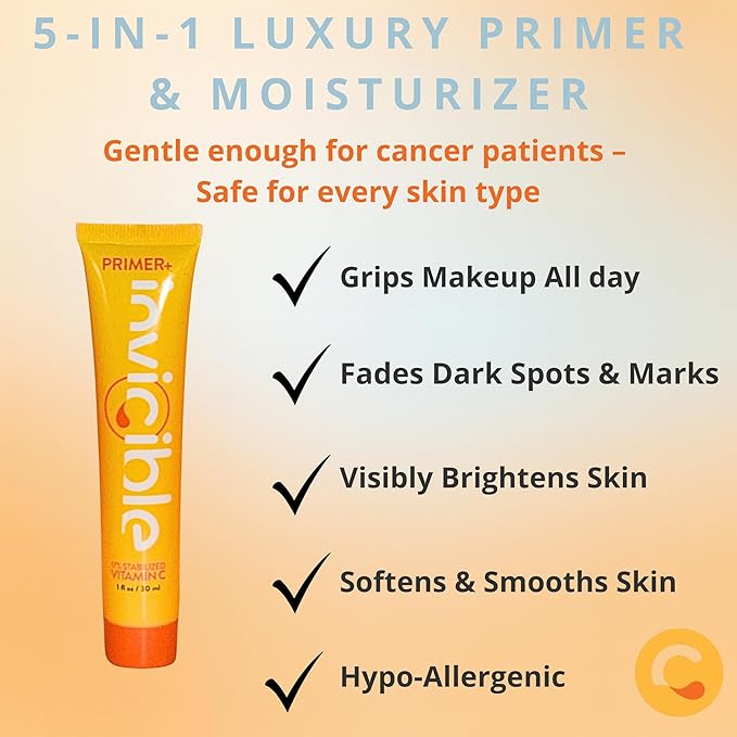 5 in 1 Primer For Face Before Makeup | 17% Vitamin C | All Day Grip | Dark Spot Corrector | Silky Matt Finish | Chemical Free | Vegan | All Skin Types | Made in America | 1fl oz-Velvo Beauty