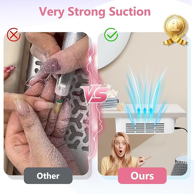 LIONVISON Nail Dust Collector for Salons: Vacuum Fan Dust Suction Machine for Beginners DIY - Manicure Pedicure Tool with Reusable Filter for Home-Velvo Beauty