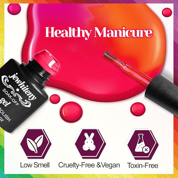 JEWHITENY 45 PCS Gel Nail Kit with 42 Colors Nail Polish Set Green Blue Red Pink Collection Gifts for Women-Velvo Beauty