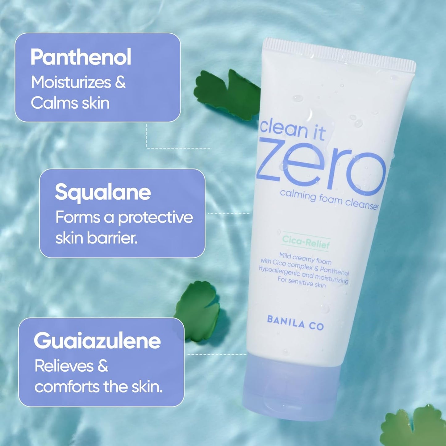 BANILA CO Clean It Zero Calming Foam Cleanser | Rich Lather Hydrating Cleansing With Soothing Finish | CICA Relief for Sensitive Skin | Vegan & Hypoallergenic (150ml / 5.07 fl.oz)-Velvo Beauty