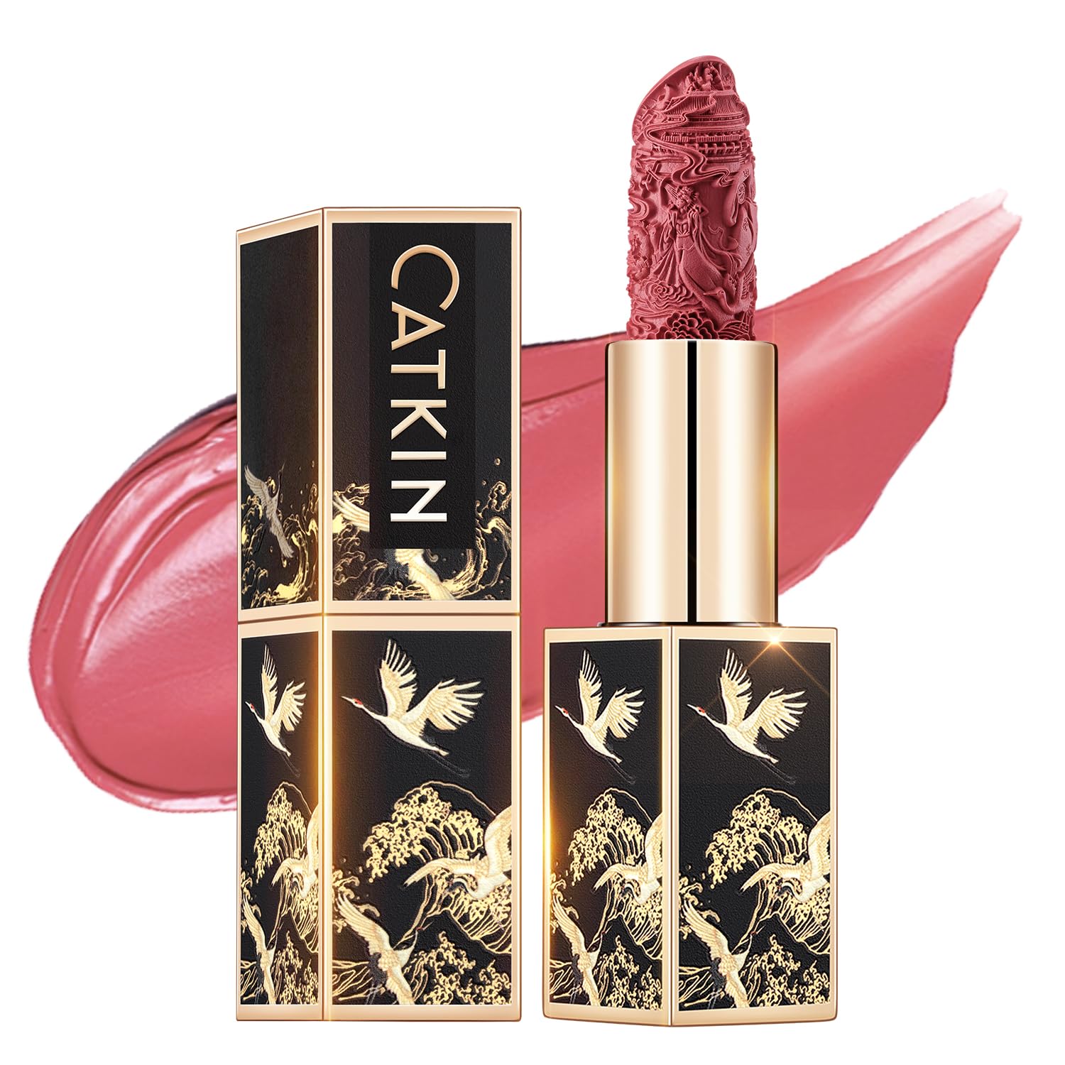 Catkin Moist Lipstick Hydrating High Impact Color Infused with Vitamin E and Avocado Oil Smooth Soft Texture Long Lasting Pink Glow Finish 127-Velvo Beauty