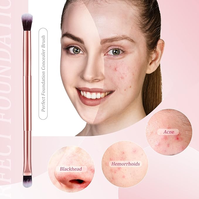6 Pcs Eyeshadow Smudge Brush 2-in-1 Eyeshadow 2 Double Ended Make Up Brush Concealer Cosmetics Under Eye Small Soft Firm Pointed Foundation Makeup Applicator for Blending Eye Shadow Liner-Velvo Beauty