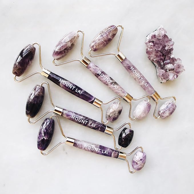 Mount Lai De-Puffing Amethyst Face Roller – The Stone of Tranquility, Facial Massager to Soothe, Calm & De-Puff Sensitive Skin, A Self-Care Ritual for Radiance-Velvo Beauty