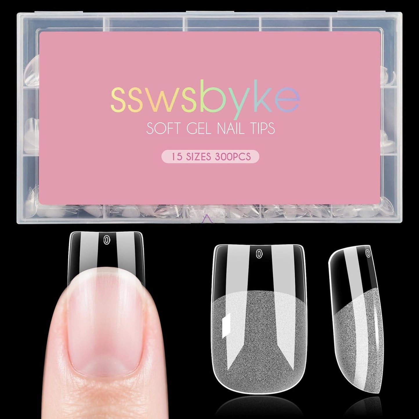 Short Square Nail Tips, SSWSBYKE 300pcs Soft Gel Nail Tips for Full Cover Pre-Shaped Acrylic Fake Nails Tips 15 Sizes Half Matte Press On Nails for Extension Home DIY Salon-Velvo Beauty